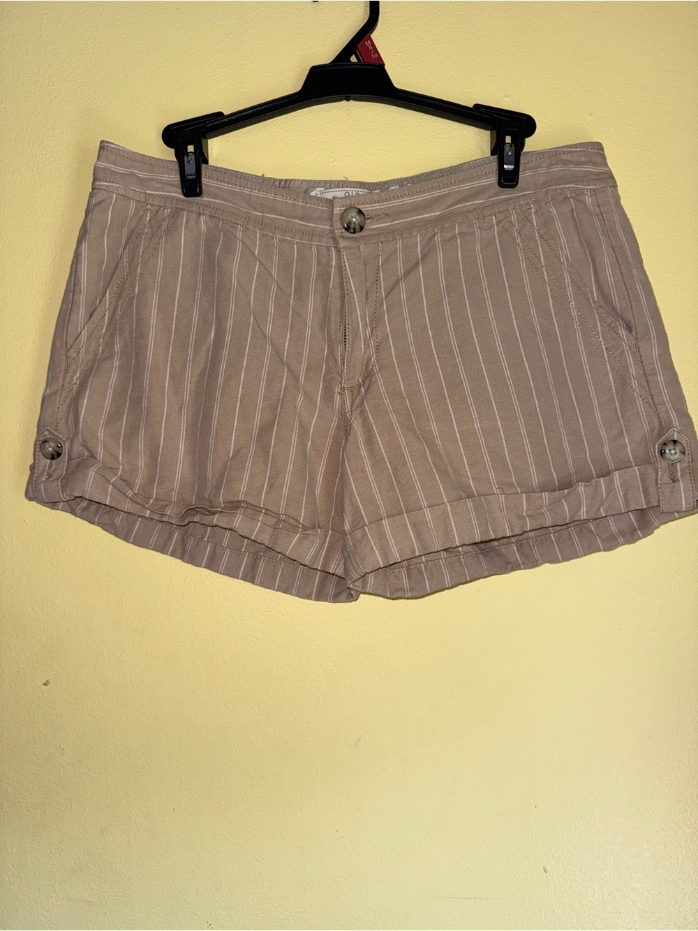 Old Navy Taupe Pinstriped Women's Cotton Shorts